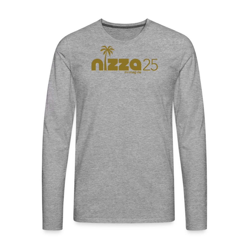 nizza25: Langarmshirt | Logo in Gold - Grau meliert