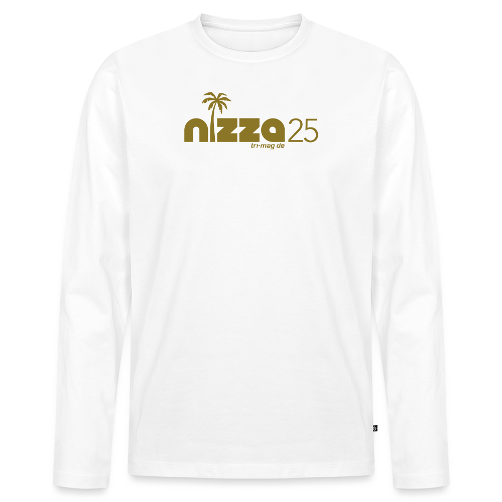 nizza25: Langarmshirt | Logo in Gold - Weiß