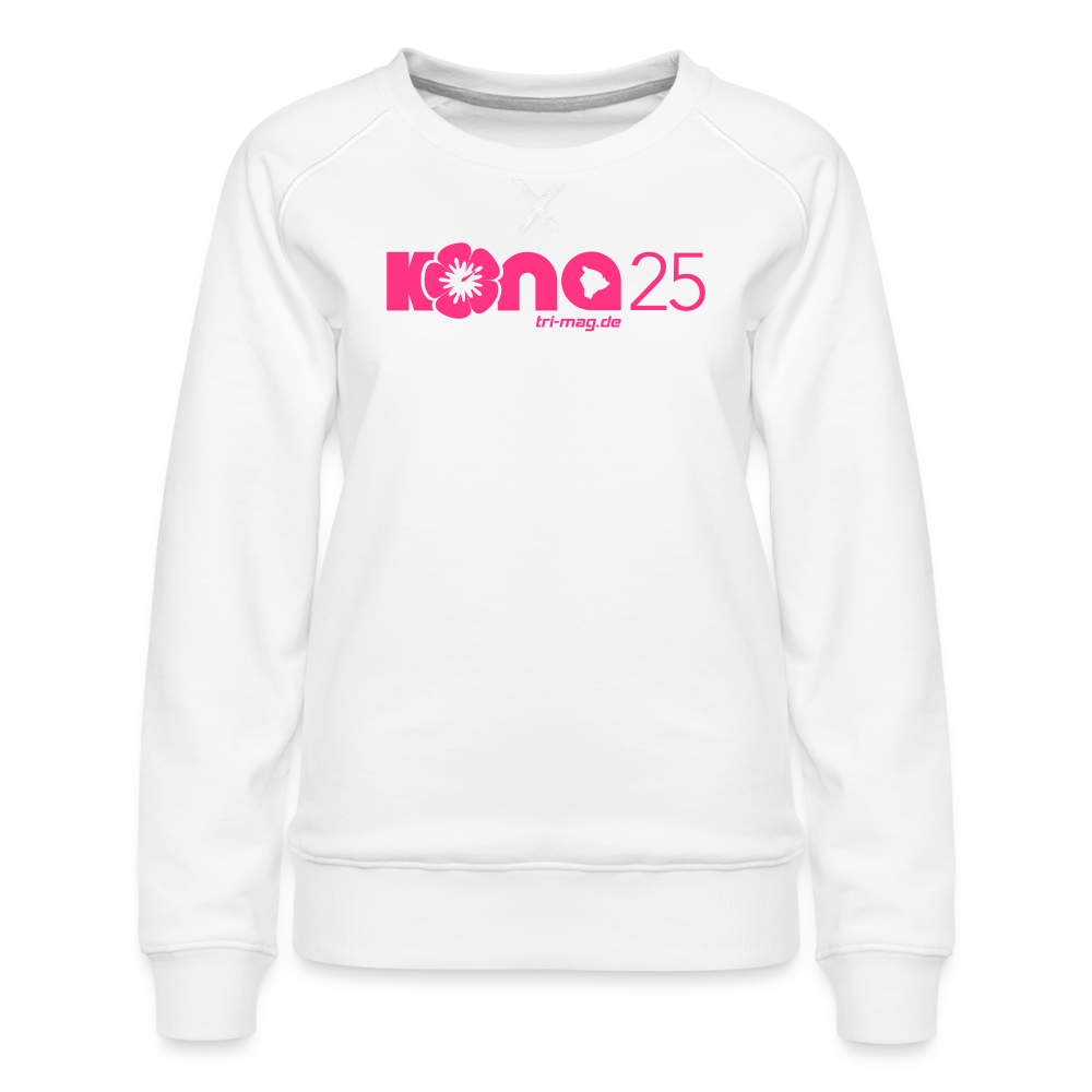 kona25: Damen Pullover | Logo in Neonpink - Weiß