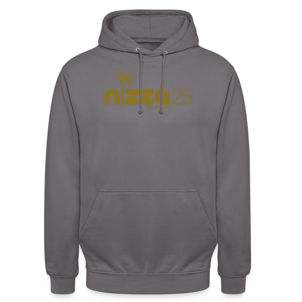 nizza25: Unisex Hoodie | Logo in Gold - Mittelgrau