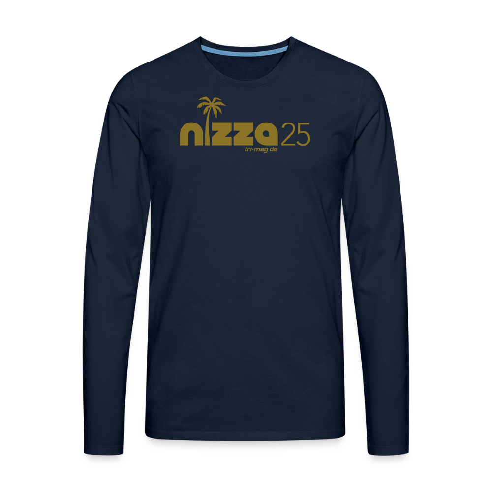 nizza25: Langarmshirt | Logo in Gold - Navy