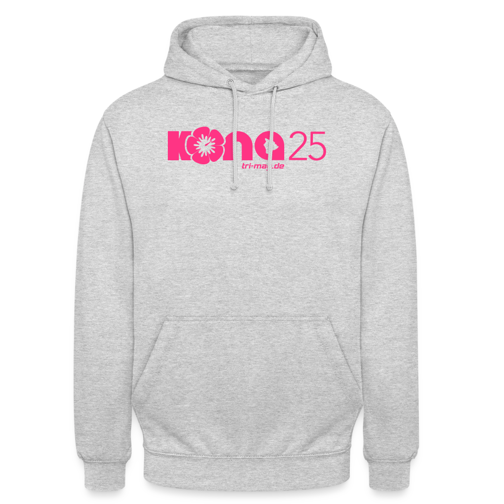 kona25: Unisex Hoodie | Logo in Neonpink - Hellgrau meliert