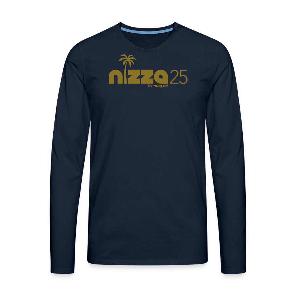 nizza25: Langarmshirt | Logo in Gold - Navy