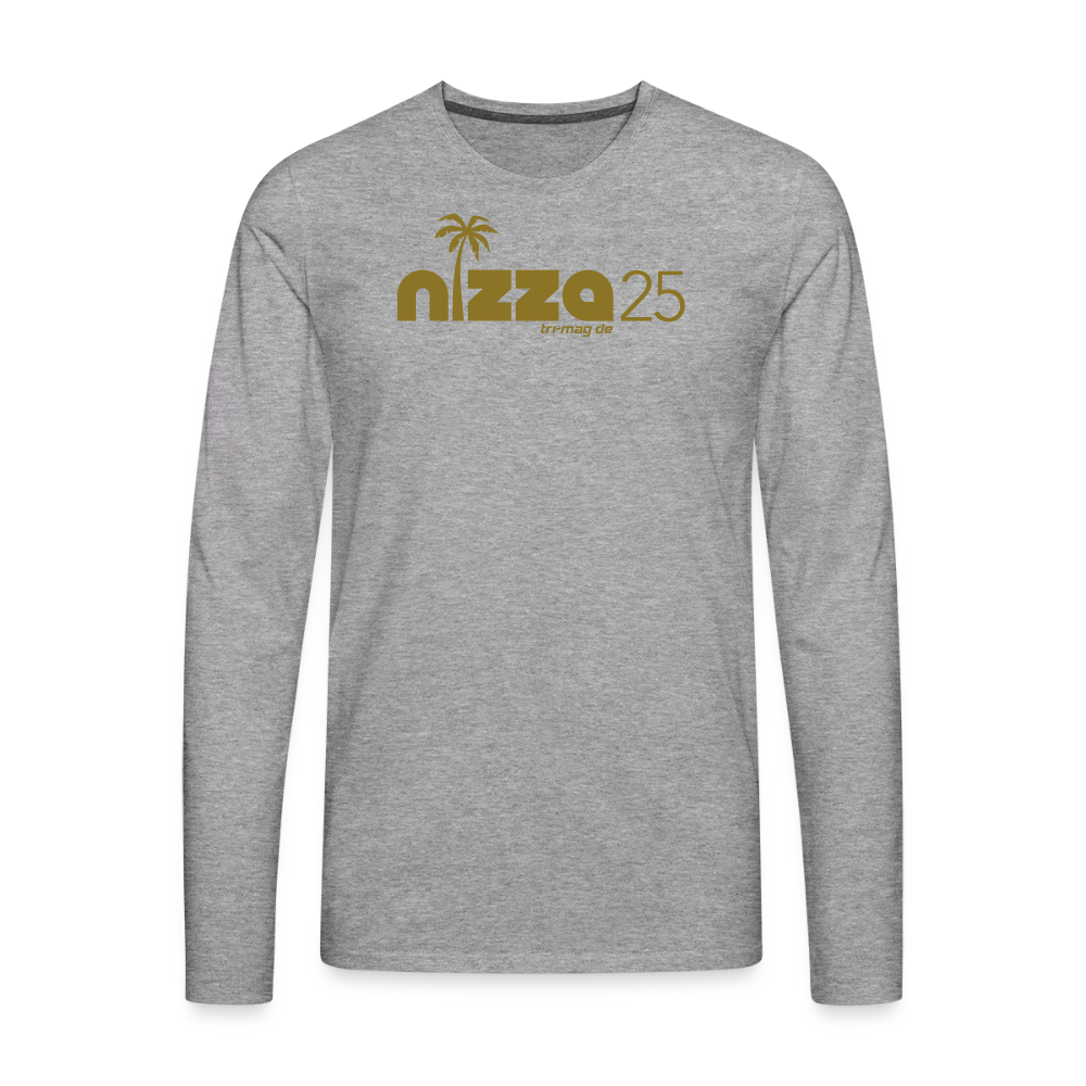 nizza25: Langarmshirt | Logo in Gold - Grau meliert