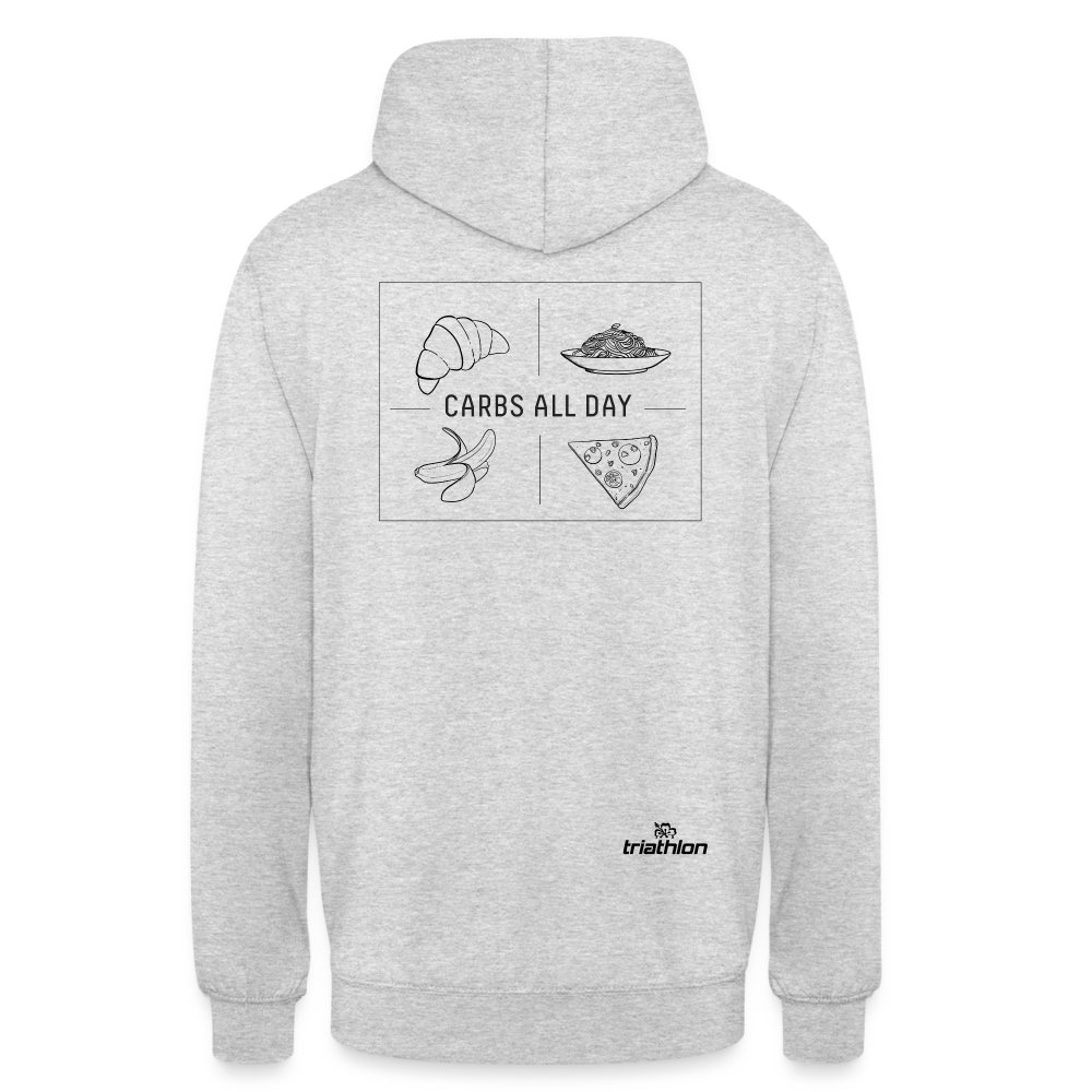 CARBS ALL DAY | Unisex Hoodie - Hellgrau meliert