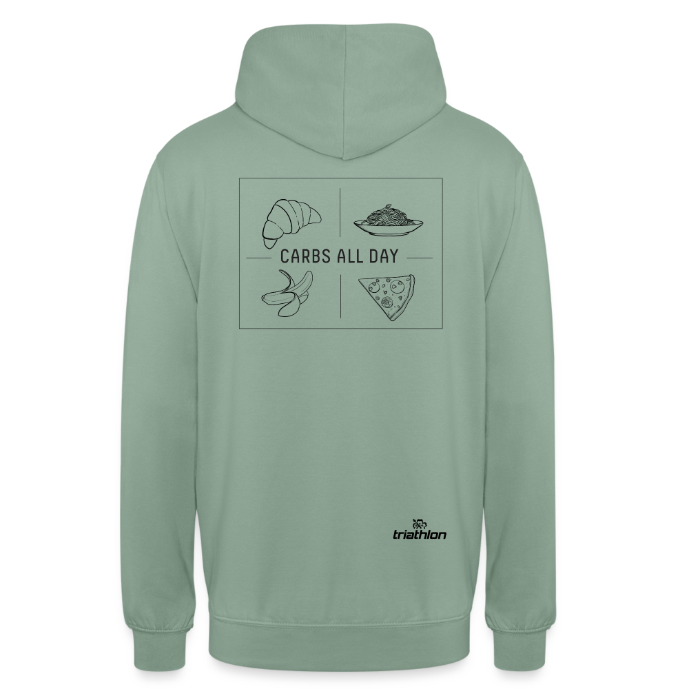 CARBS ALL DAY | Unisex Hoodie - Graugrün