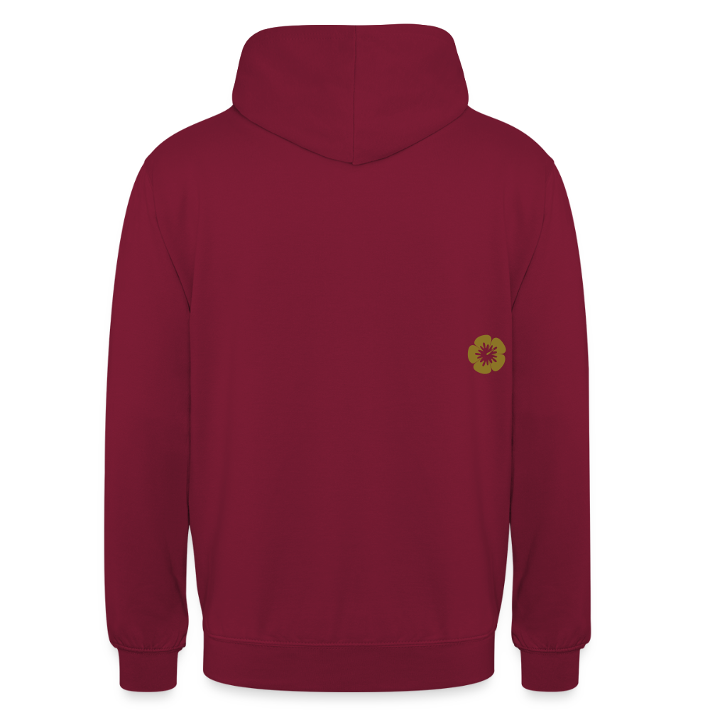 kona25: Unisex Hoodie | Logo in Gold - Bordeaux