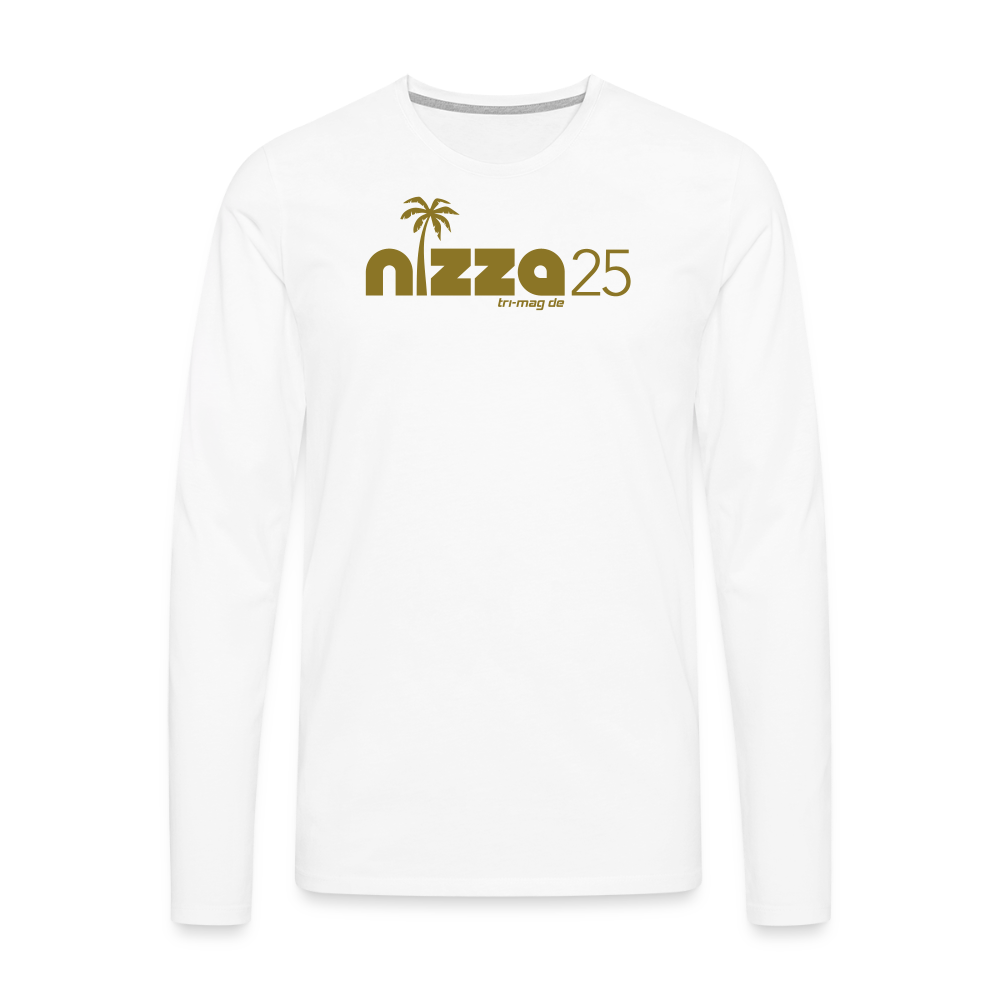 nizza25: Langarmshirt | Logo in Gold - Weiß