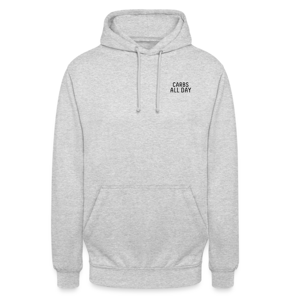 CARBS ALL DAY | Unisex Hoodie - Hellgrau meliert