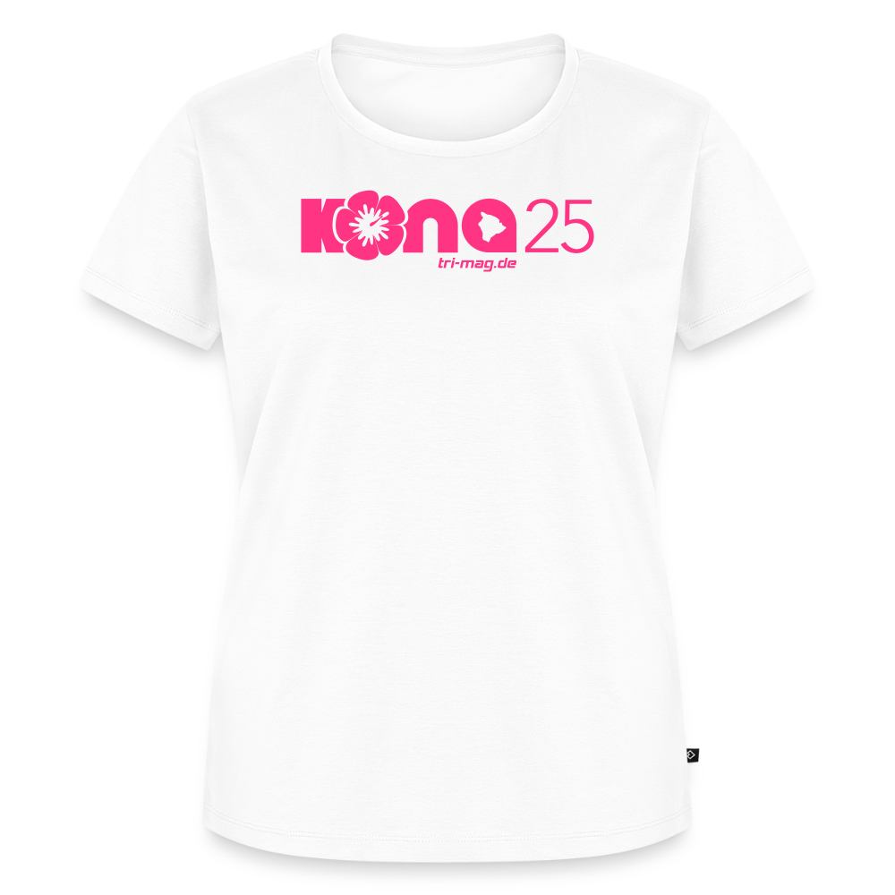 kona25: Damen T-Shirt | Logo in Neonpink - Weiß