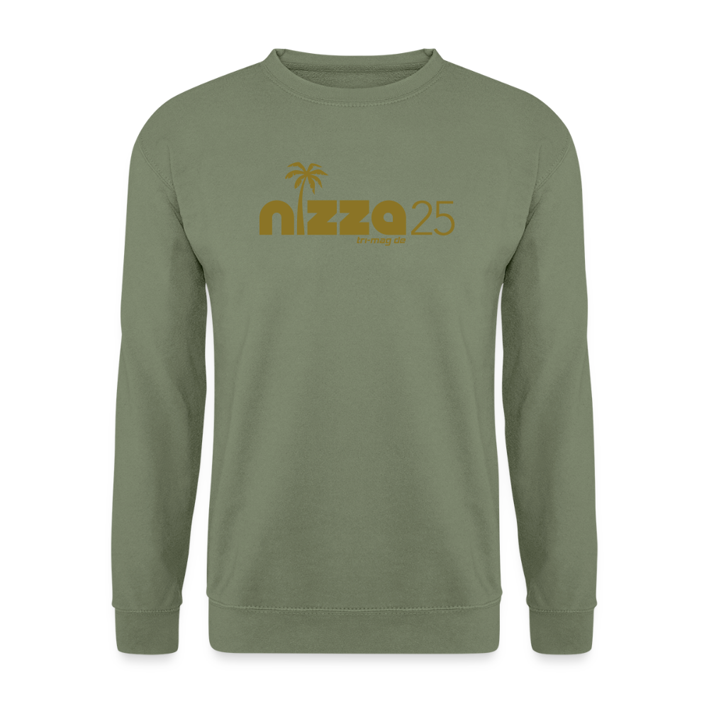 nizza25: Unisex Pullover | Logo in Gold - Armeegrün