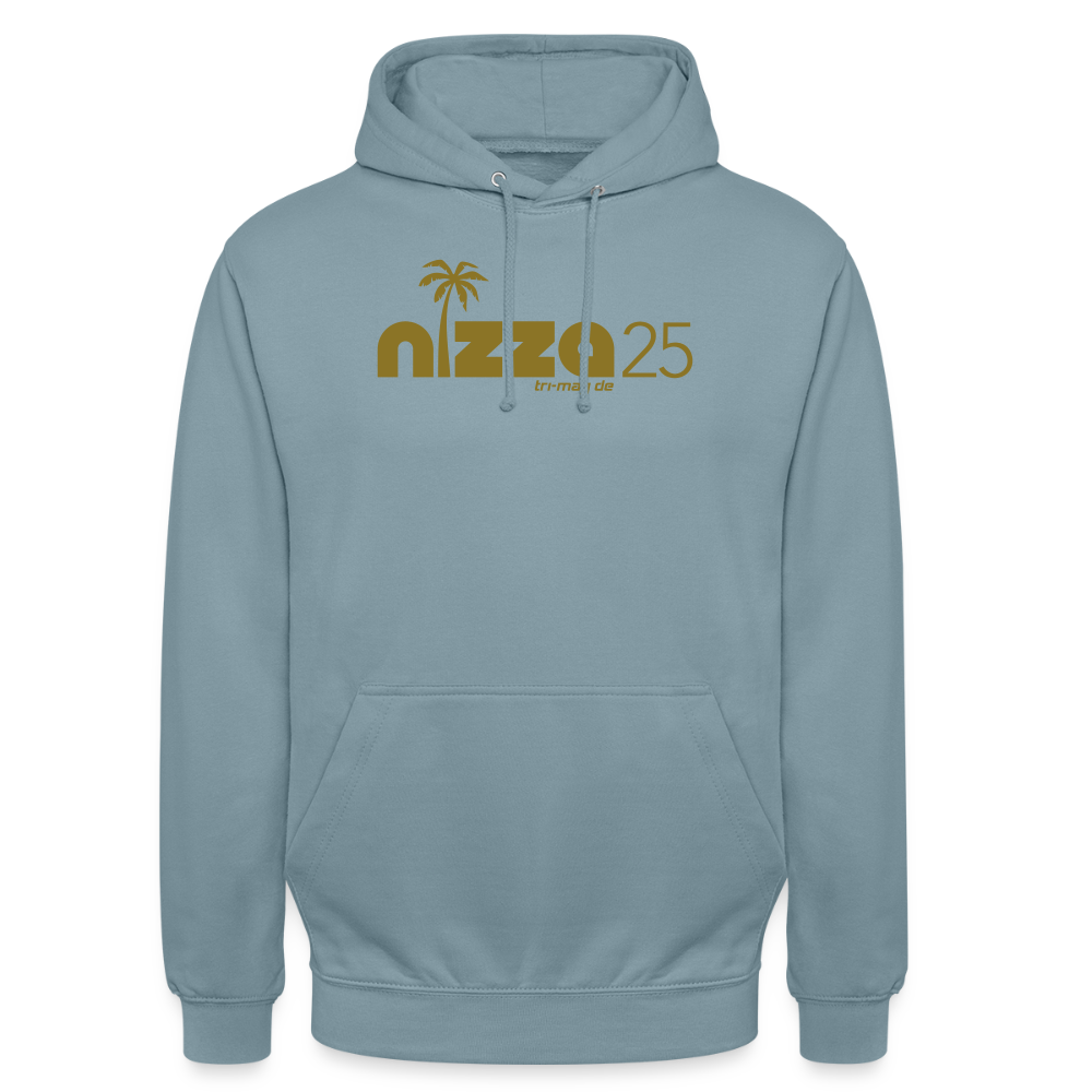 nizza25: Unisex Hoodie | Logo in Gold - Nebelblau