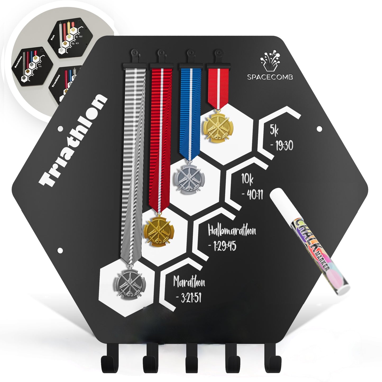 Medaillenhalter | Triathlon (Bestzeiten, inkl. 5 Haken)