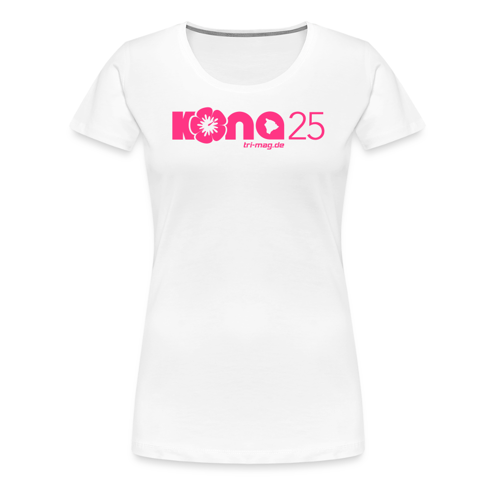 kona25: Damen T-Shirt | Logo in Neonpink - Weiß