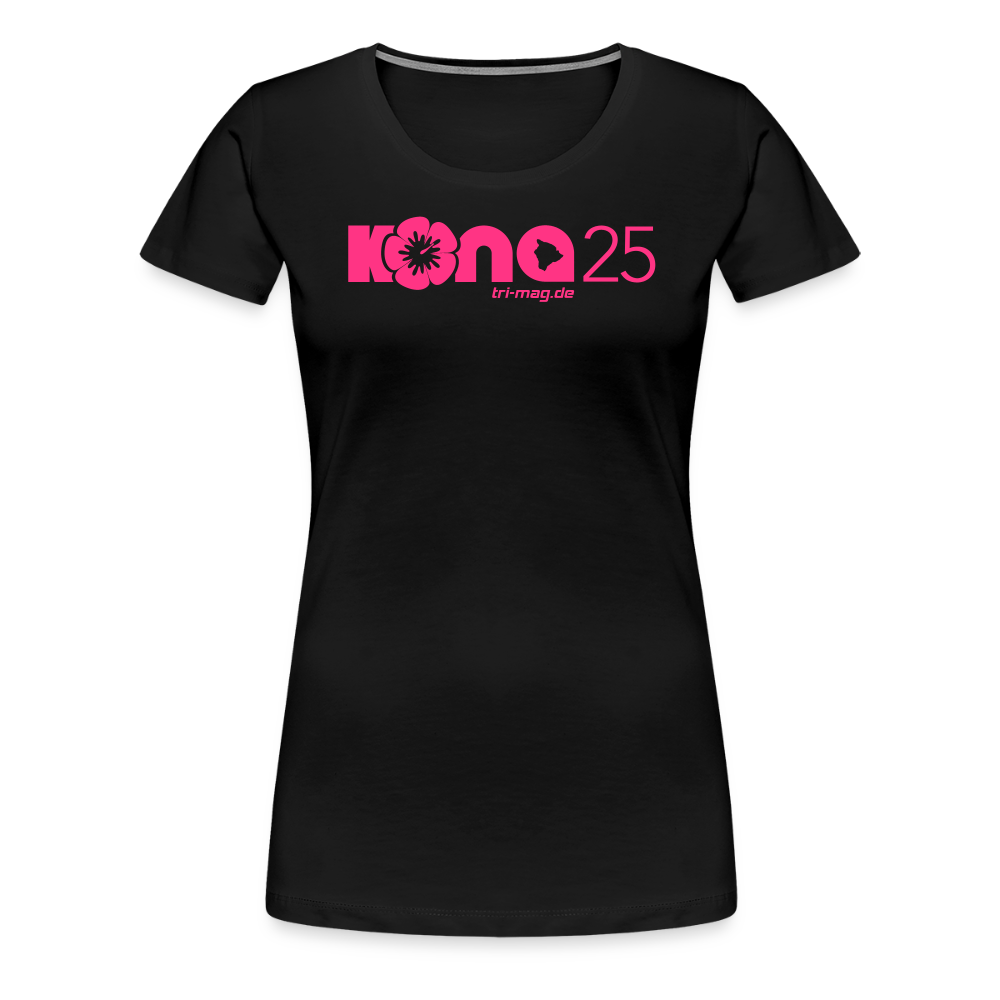 kona25: Damen T-Shirt | Logo in Neonpink - Schwarz