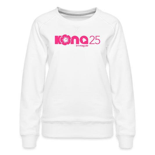 kona25: Damen Pullover | Logo in Neonpink - Weiß