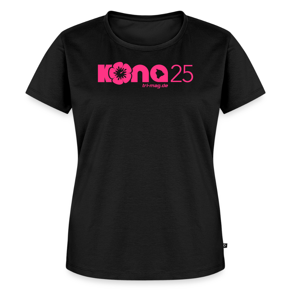 kona25: Damen T-Shirt | Logo in Neonpink - Schwarz