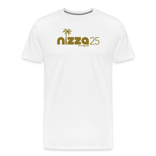 nizza25: T-Shirt | Logo in Gold - Weiß