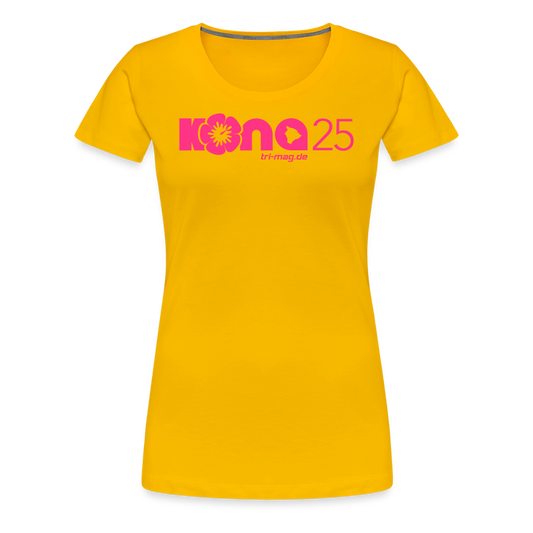 kona25: Damen T-Shirt | Logo in Neonpink - Sonnengelb