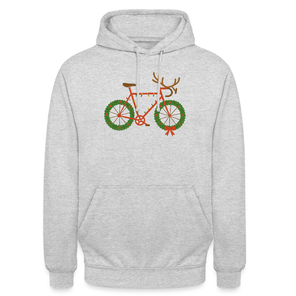 Weihnachtsfahrrad | Unisex Hoodie - Hellgrau meliert