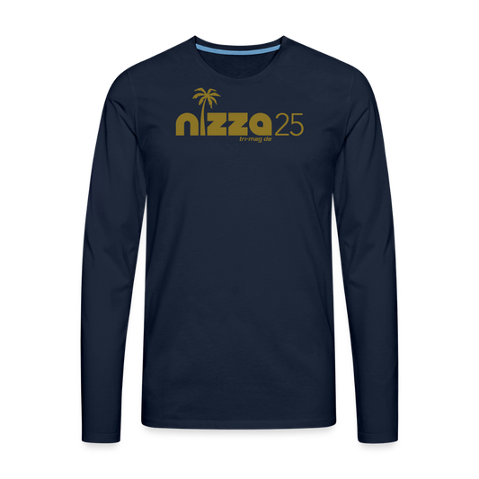 nizza25: Langarmshirt | Logo in Gold - Navy