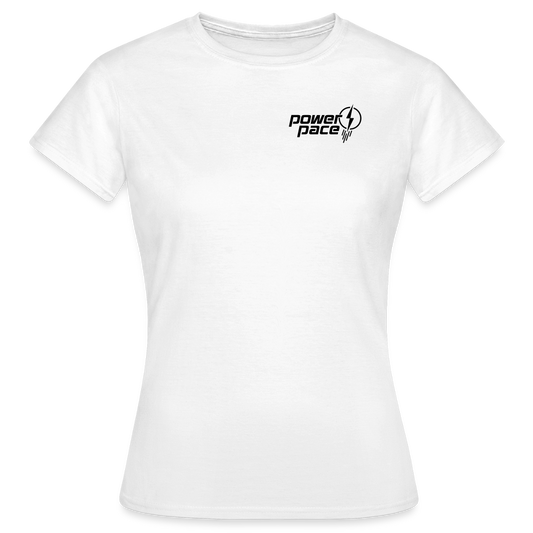 power & pace | T-Shirt Frauen mit kleinem Logo - Weiß