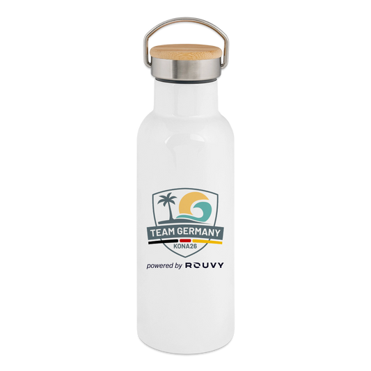 Thermosflasche mit Bambusdeckel - Weiß