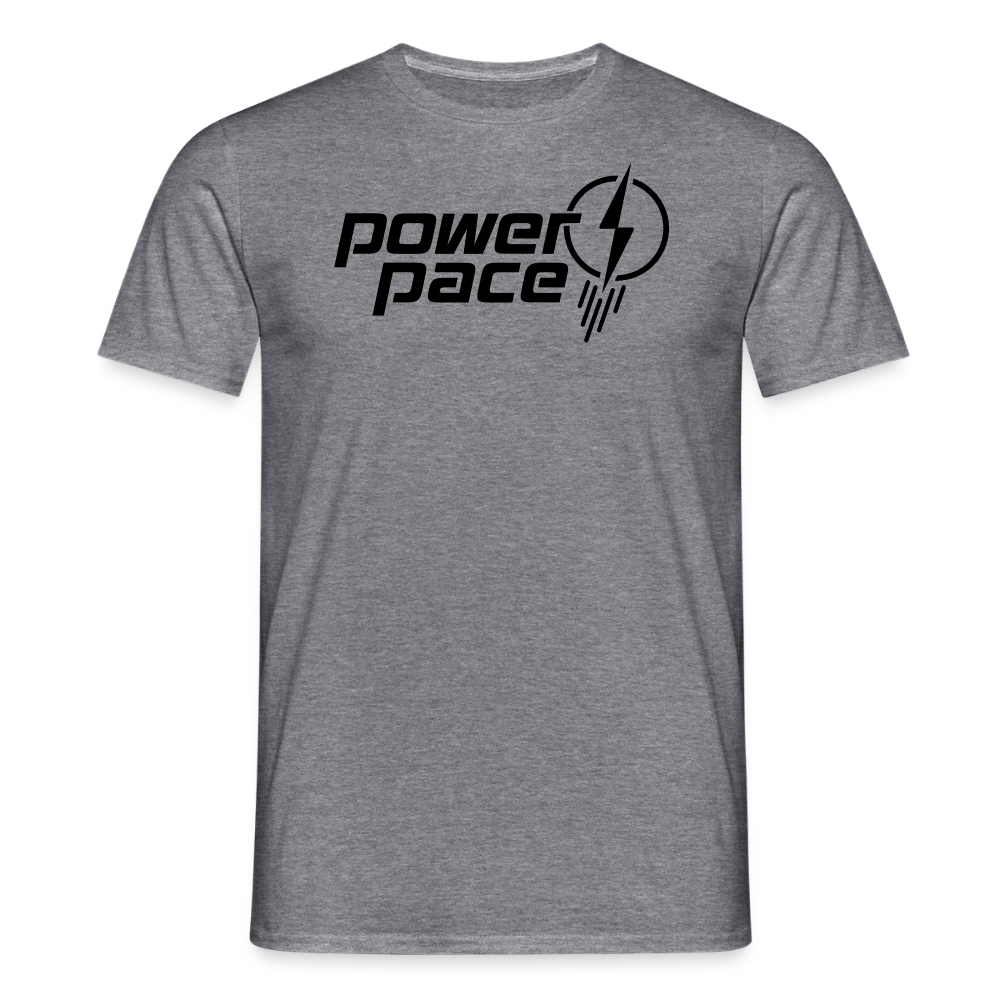 power & pace | T-Shirt Männer mit großem Logo - Graphit meliert