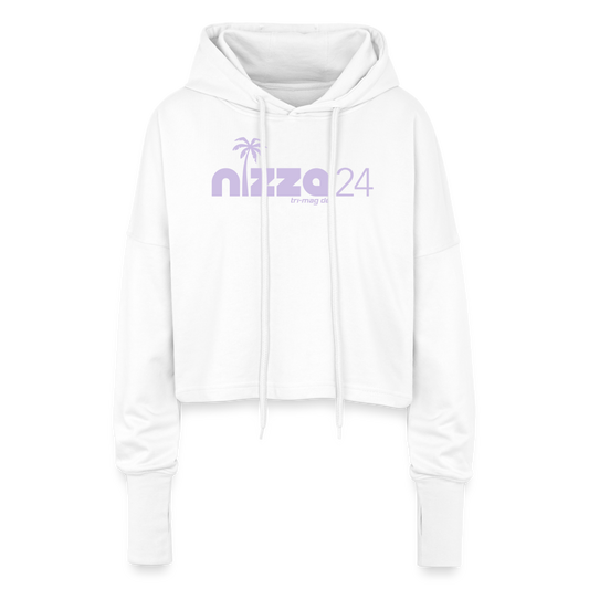 Nizza 2024 Cropped Hoodie | Frauen mit Logo in lavendel Farbe - Weiß