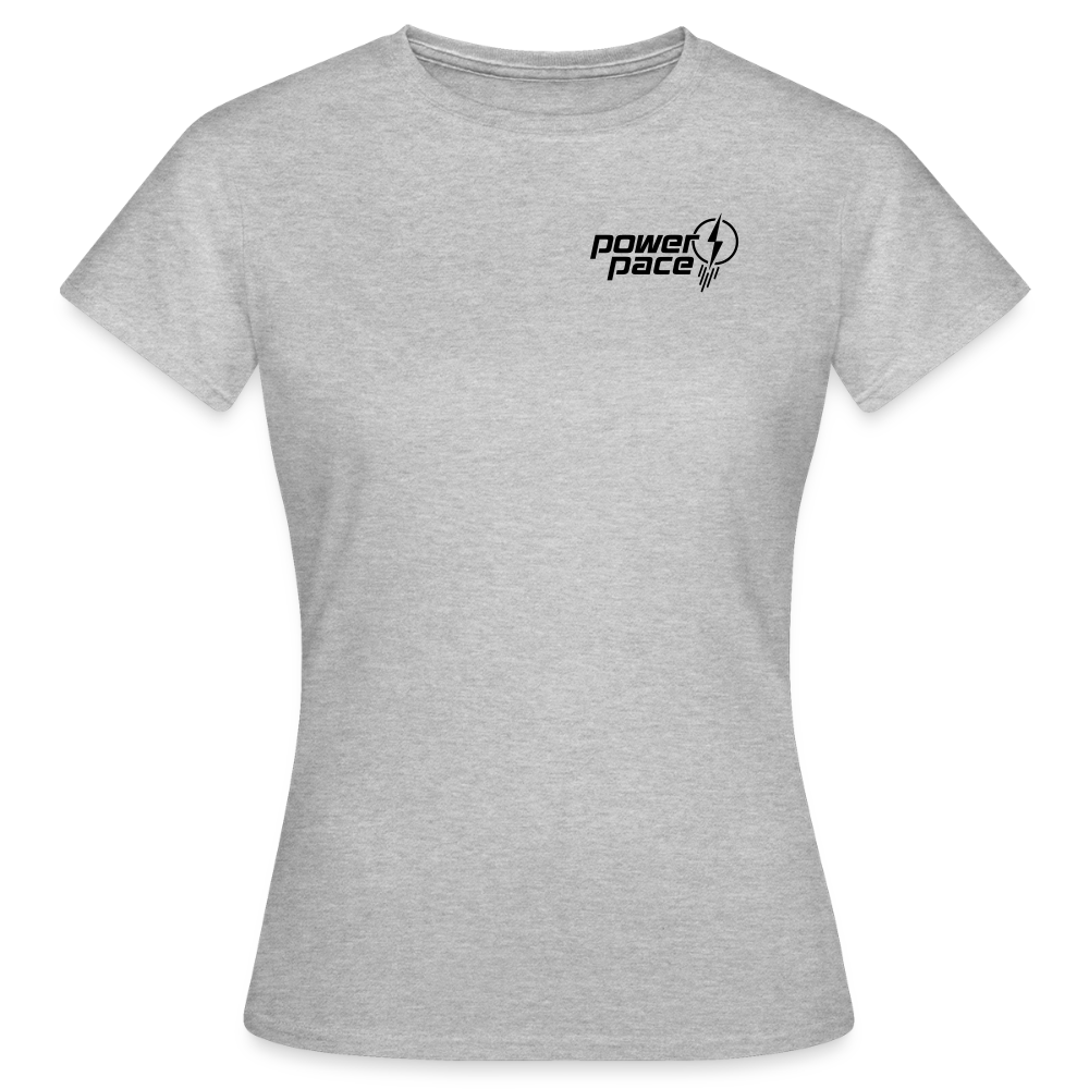 power & pace | T-Shirt Frauen mit kleinem Logo - Grau meliert