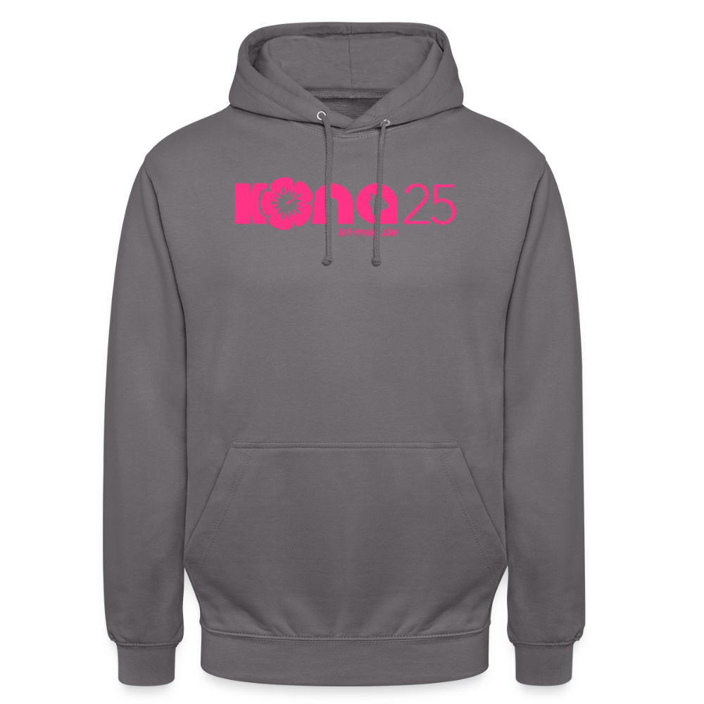 kona25: Unisex Hoodie | Logo in Neonpink - Mittelgrau
