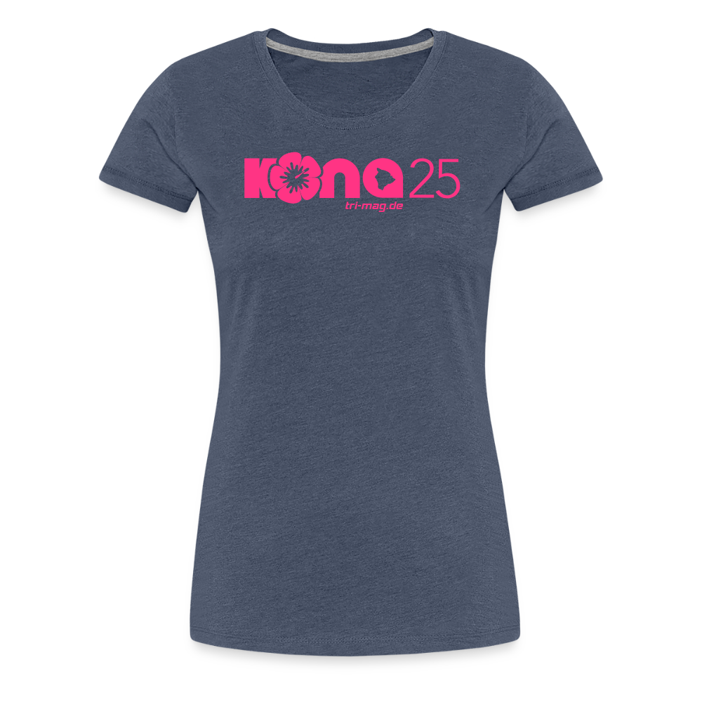 kona25: Damen T-Shirt | Logo in Neonpink - Blau meliert