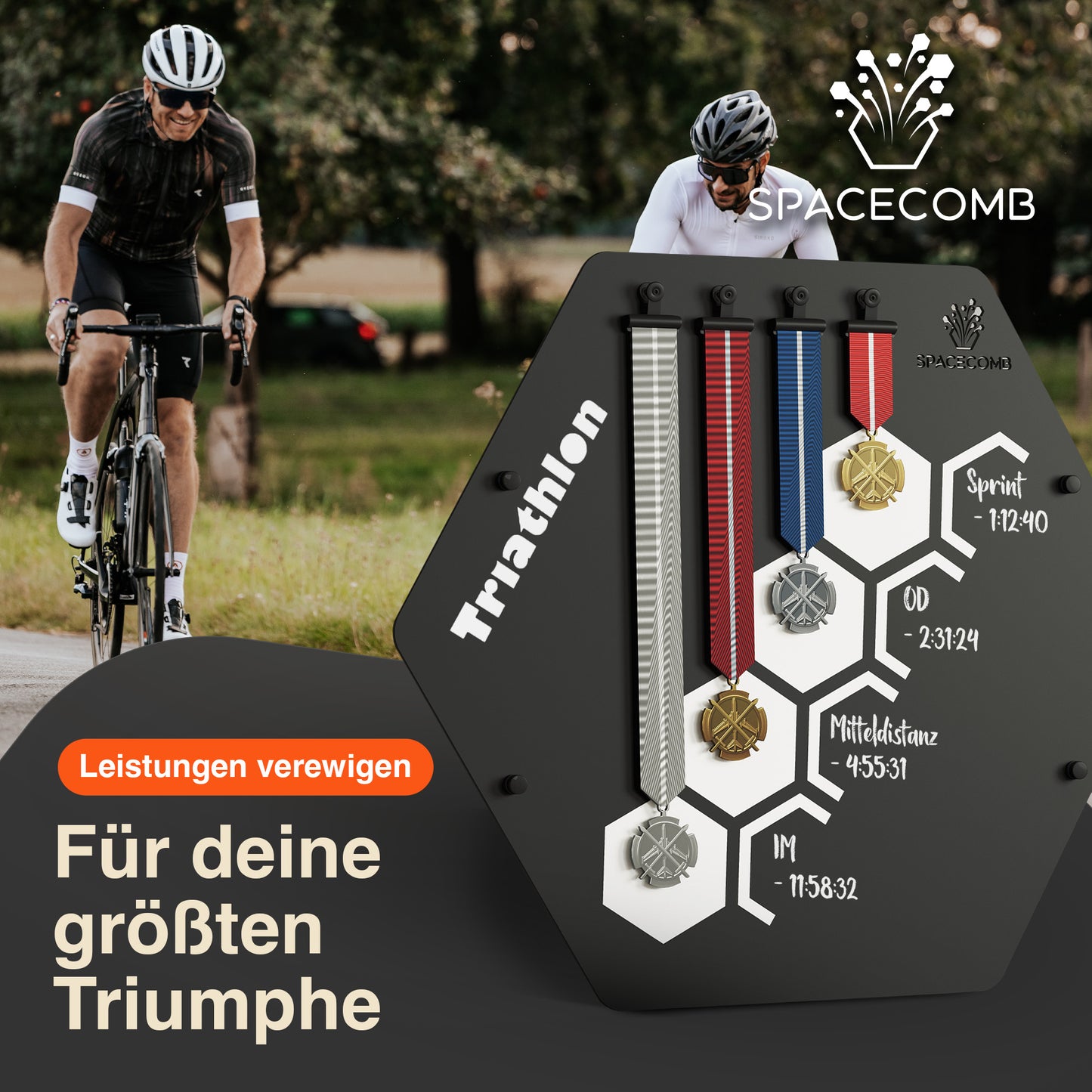 Medaillenhalter | Triathlon (Bestzeiten, inkl. 5 Haken)