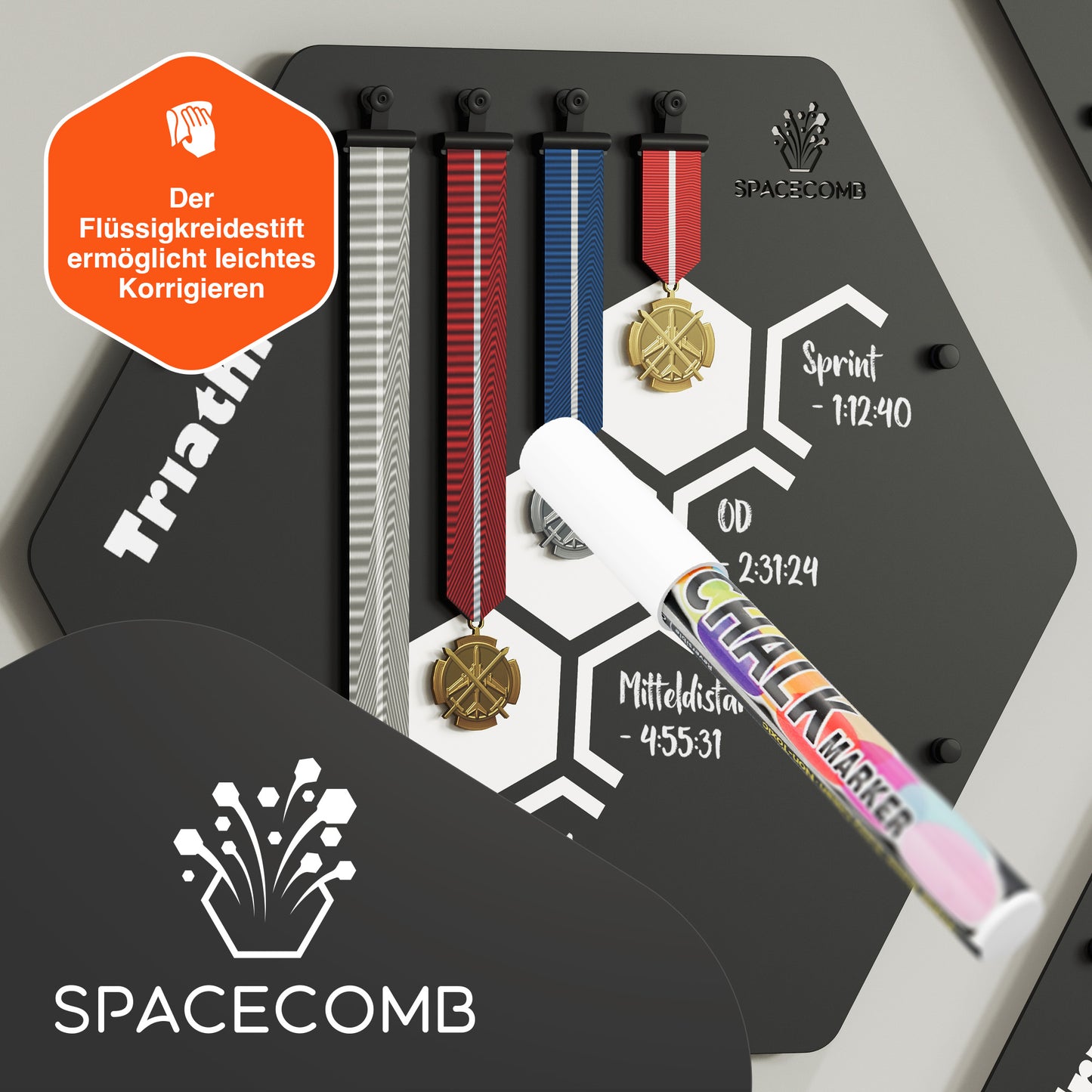 Medaillenhalter | Triathlon (Bestzeiten, inkl. 5 Haken)